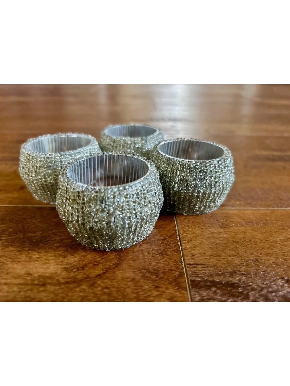 Set of 4 Decorative Silver-Toned Napkin Rings